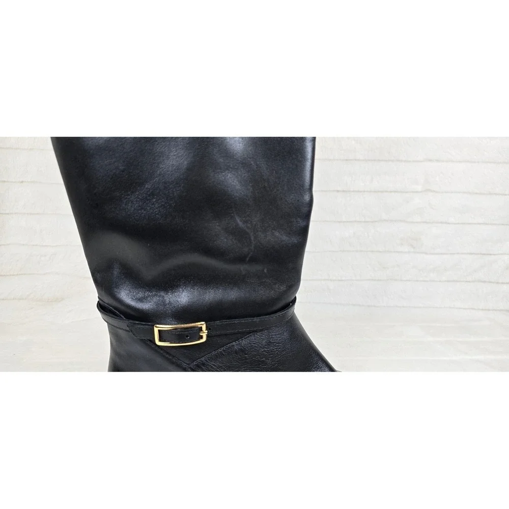 Arezzo Women's Mckenna Low Block Black Leather Boots Size‎ 9.5 M